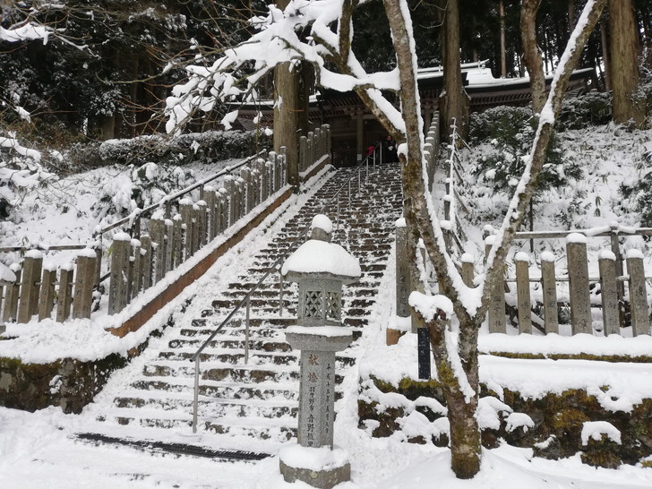 冬の金剛山・本堂への階段