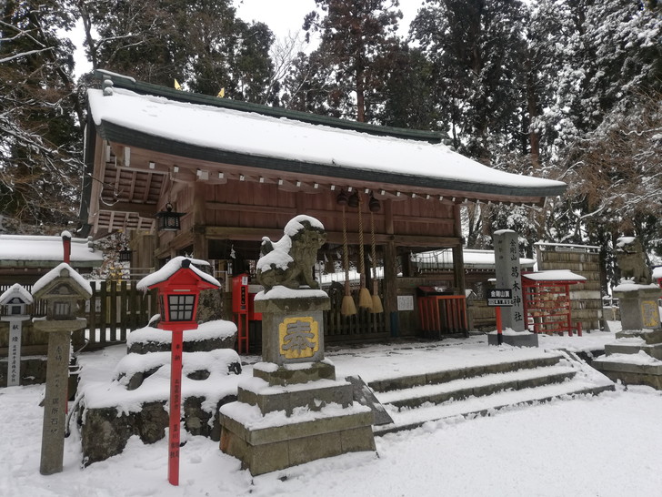 冬の金剛山・雪山の頂に佇む葛木神社